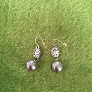Pearl and crystal drop earrings